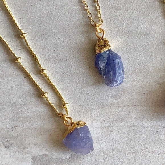 Estrella & Luna Jewelry - Raw Tanzanite 14K Gold Boho Necklace
